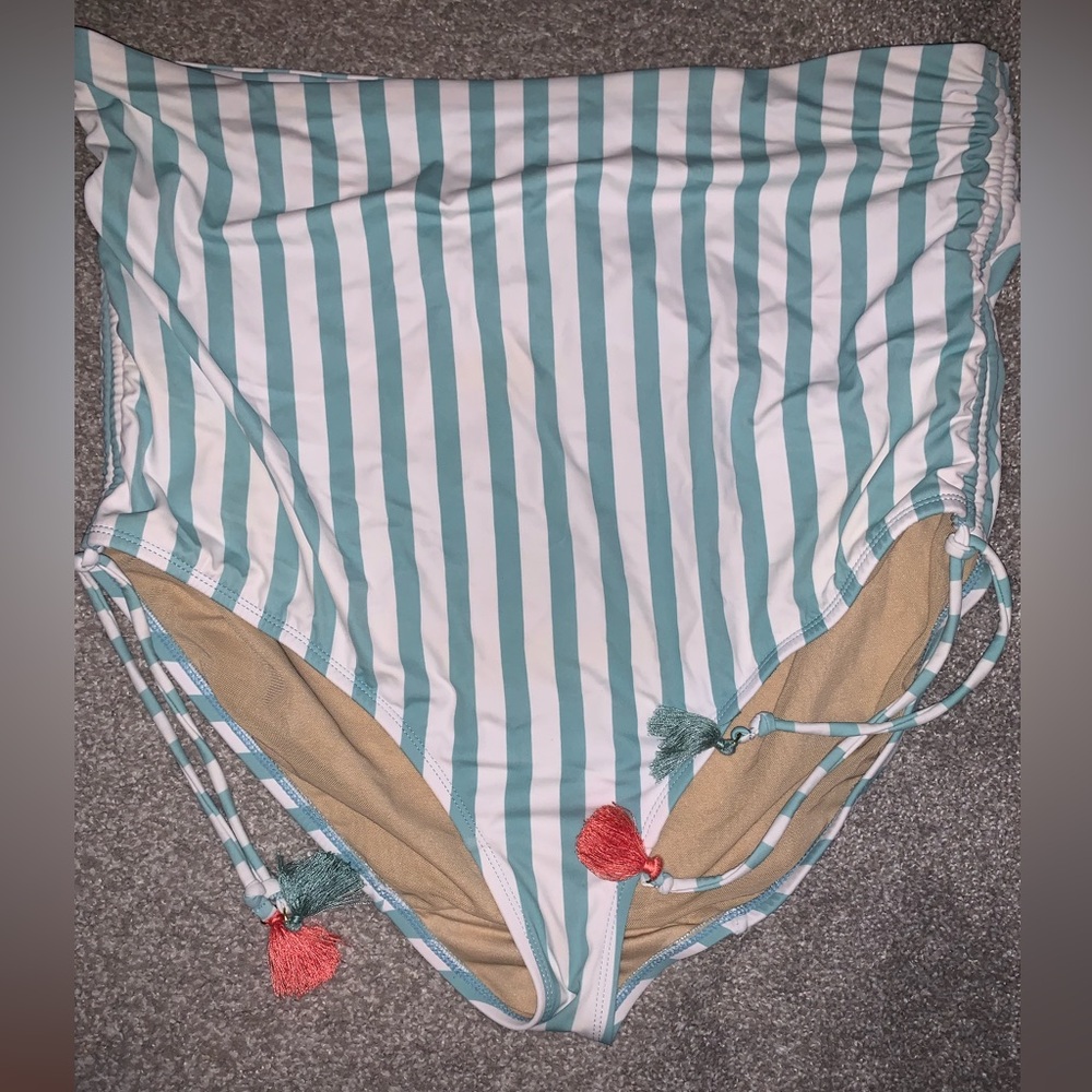 Cacique: Stripe Swim Bottom with Drawstrings